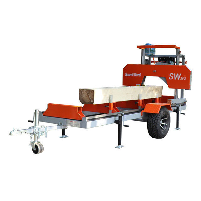 SW26G Wood Portable Sawmill Gasoline Milling Bandsaw 480mm Wheel Dia