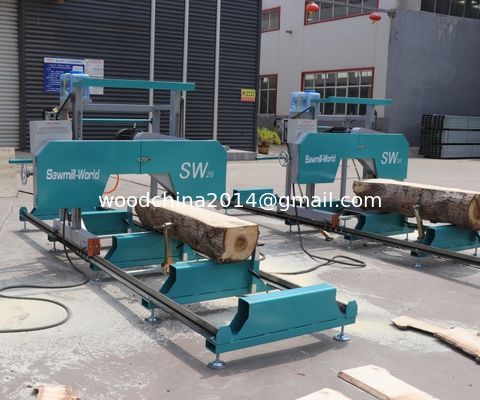 36 pulgadas a 60 pulgadas portátil de la banda horizontal de aserradero con remolque máquina de aserradero de madera