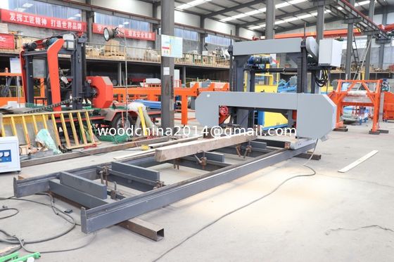 Máquina de aserradero para el procesamiento de madera de madera Aserradero portátil de madera, sierra de banda horizontal automática con alimentación por inversor