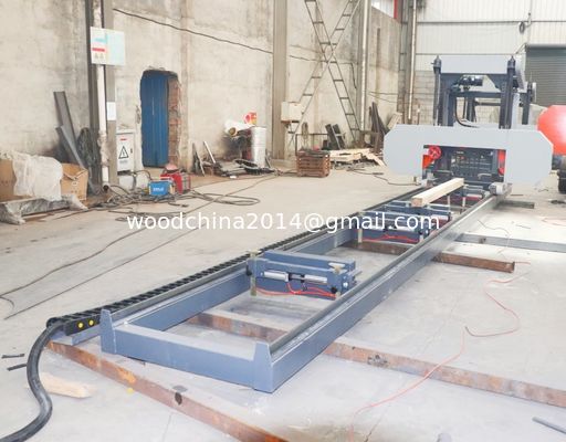 Máquina de aserradero para el procesamiento de madera de madera Aserradero portátil de madera, sierra de banda horizontal automática con alimentación por inversor