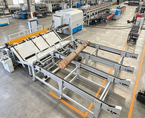 Línea de producción de sierras múltiples para troncos de alta eficiencia | Planta de procesamiento de madera de gran diámetro de 250-500 mm | Capacidad 120m³/8h