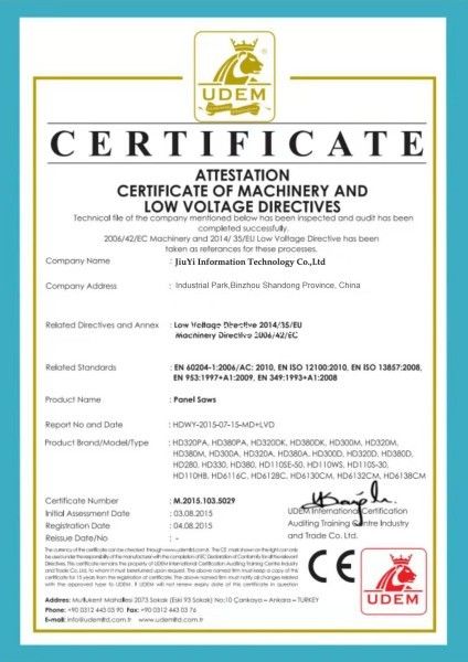 CHINA Weifang Jiuyi Information technology co., LTD certificaciones